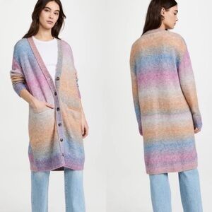 Pistola Ali Rainbow Colorful Ombré Striped Long Sleeve Duster Cardigan